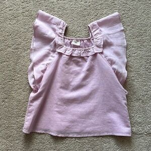 Crewcuts ballet pink/lilac ruffle sleeve blouse
